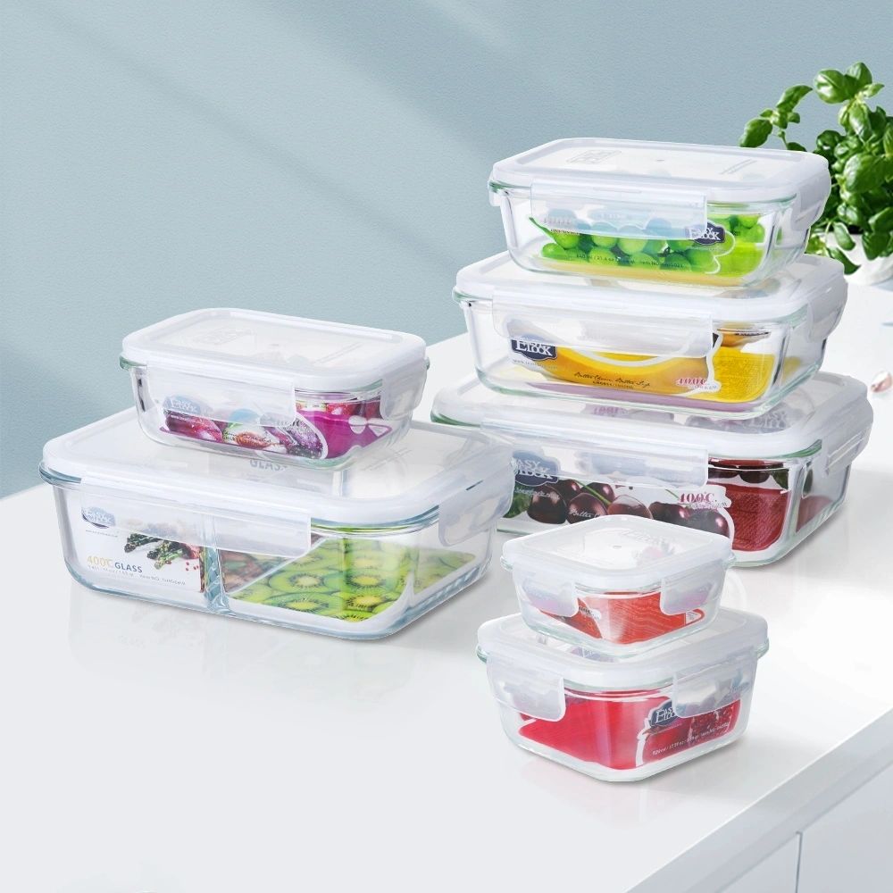 2 Compartment Glass Storage Containers - Set of 3 Assorted Sizes