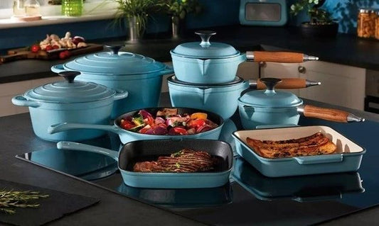 13 piece Cast Iron, Non Stick Cookware Set